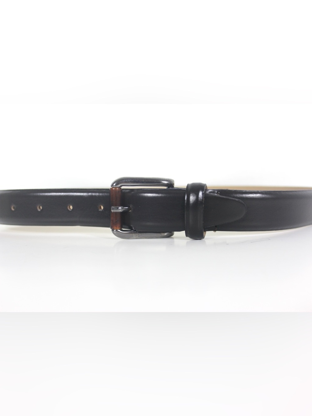 Italian Dark Brown Leather Belt with Silver Buckle Vintage Men’s Smooth Unisex M